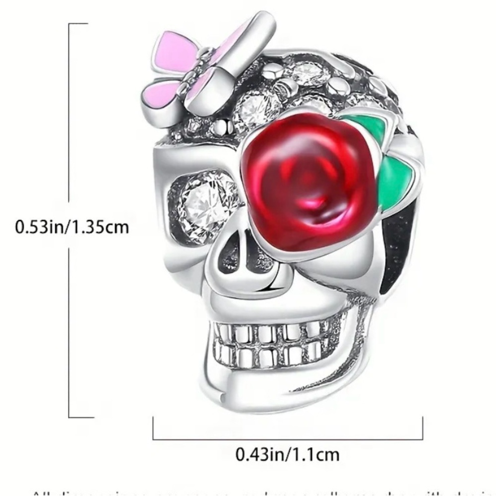 925 Skull Bracelet Charm-NEW - Picture 3 of 5